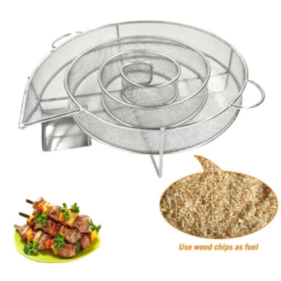 Generator Asap BBQ Burner Kotak Perokok Panggangan Sosis Daging Keranjang Stainless Steel